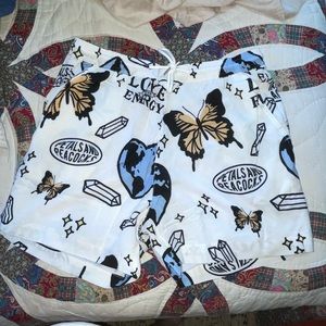 Petals and peacocks hippie shorts